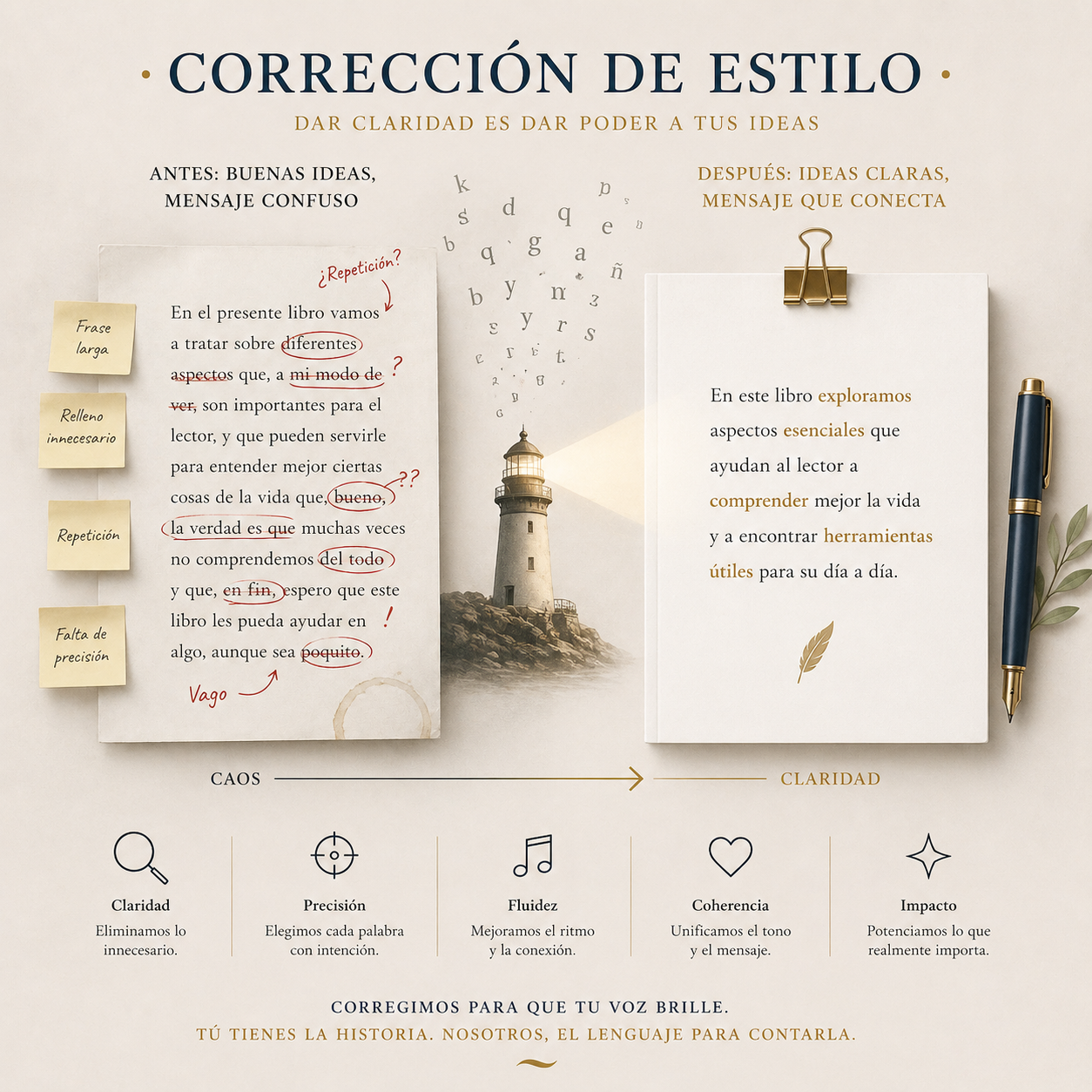Corrección de estilo — dar claridad es dar poder a tus ideas